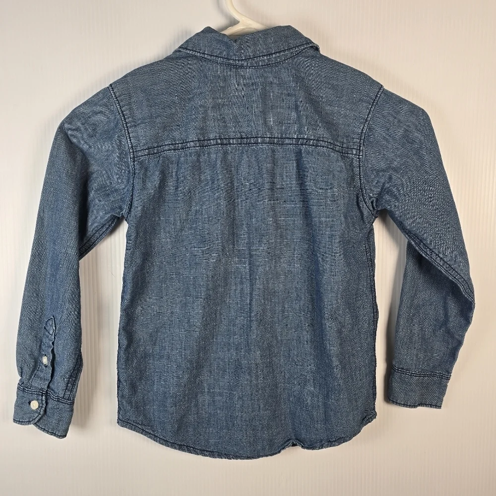 Carter's Boy/Girl Blue Button Down Denim Shirt Medium Wash Size 6 Long Sleeve